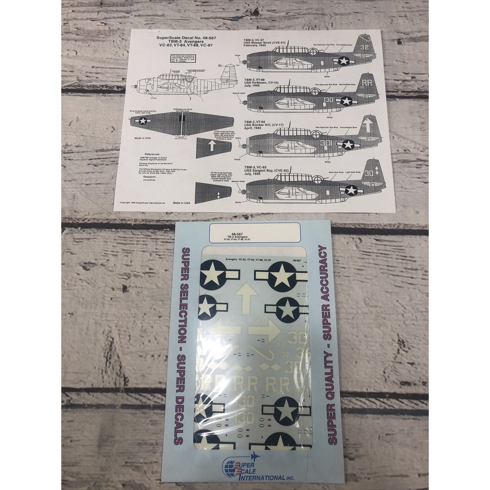 1/48 SuperScale 48-567 Decal TBM-3 Avengers VC-83, 97, VT-84, 88 Y uncommon